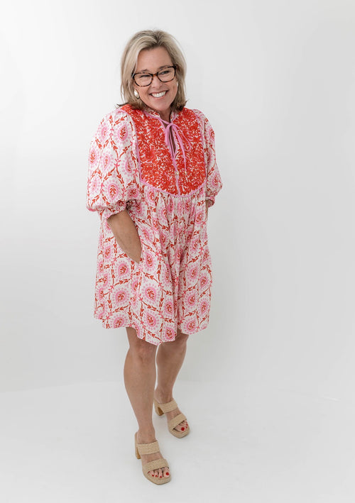 Blushing Beauty Mixed Print Dress