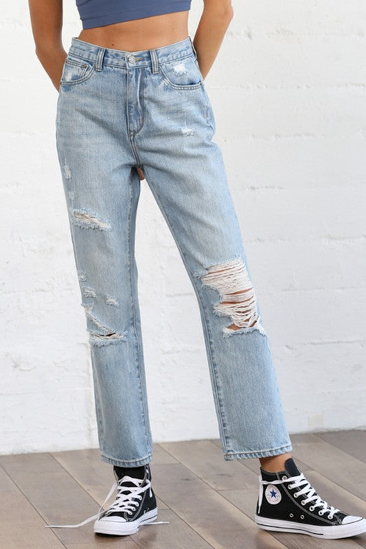 Distressed High Waisted Jeans