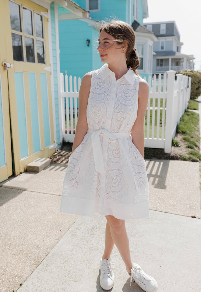 Eyelet Collared Dress