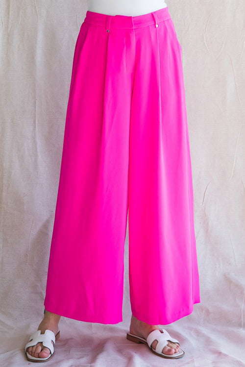 Solid Point Wide Leg Pants