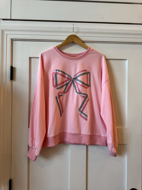 Gingham Bow Sweatshirt