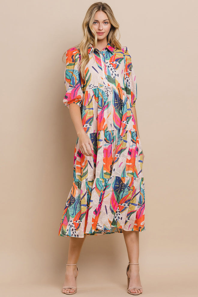 Abstract Button Down Dress