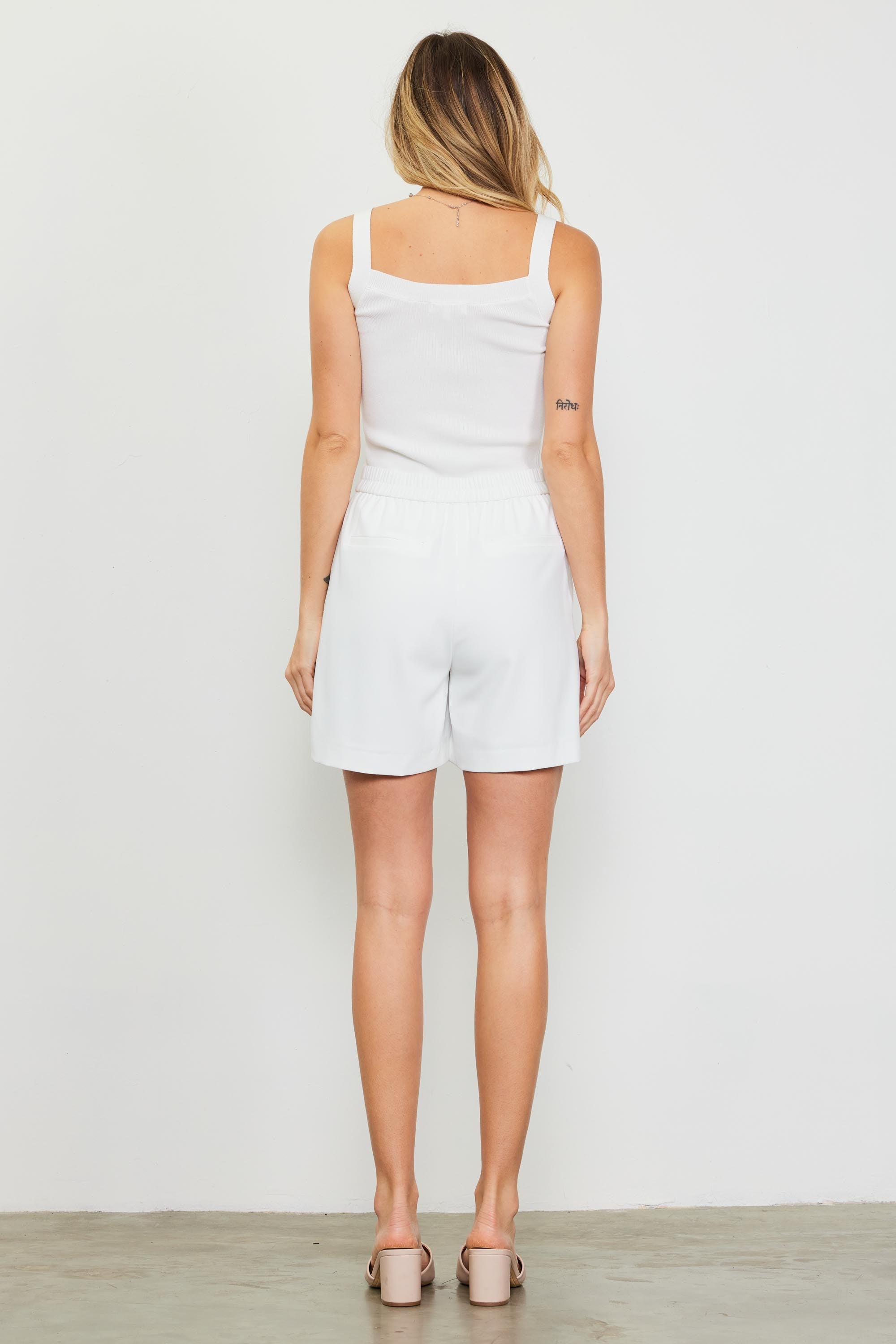 White Pleated Shorts