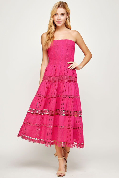 Talia Eyelet Strapless Dress