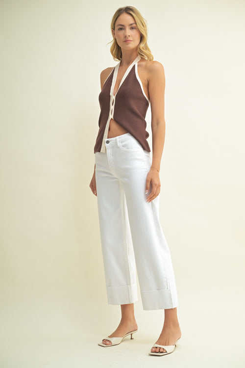 Keaton Scissor-Cut Wide Leg Jeans cuffed 600