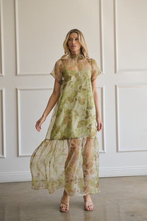 Ellory Green Organza Maxi Dress