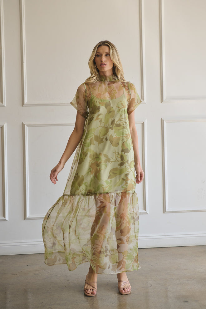 Ellory Green Organza Maxi Dress