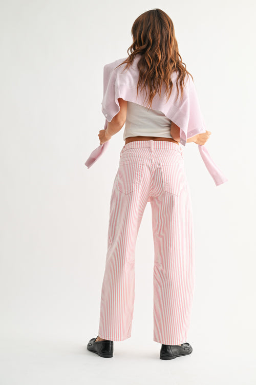 Pink Stripe Barrel Jeans