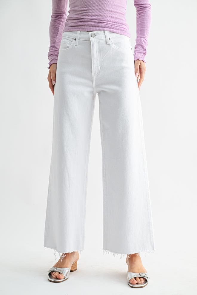 JB Collection Wide Leg White Jeans