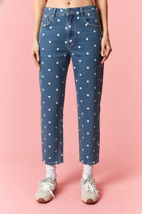 Polka Dot Ankle Jeans