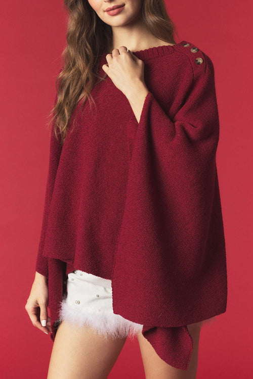 Burgundy Knit Poncho