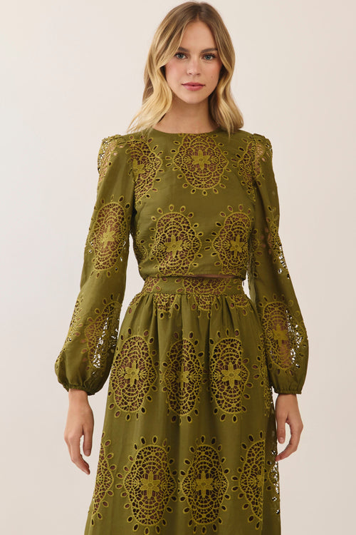 Eyelet Puff Sleeve Top
