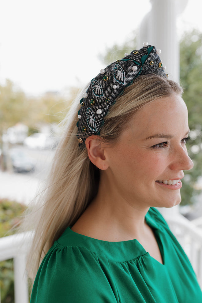 Eagles Cross Stitch Grey Headband