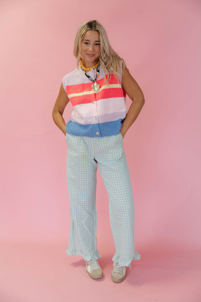 Checked Ruffle Hem Pant