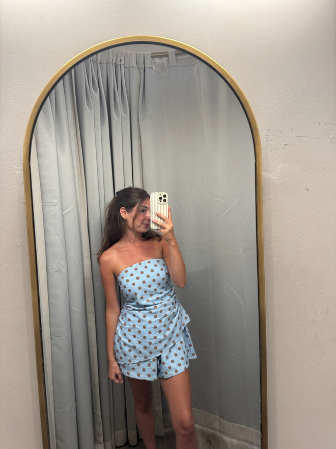 Polka Dot Strapless Short Set