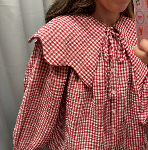 Gingham Peter Pan Top