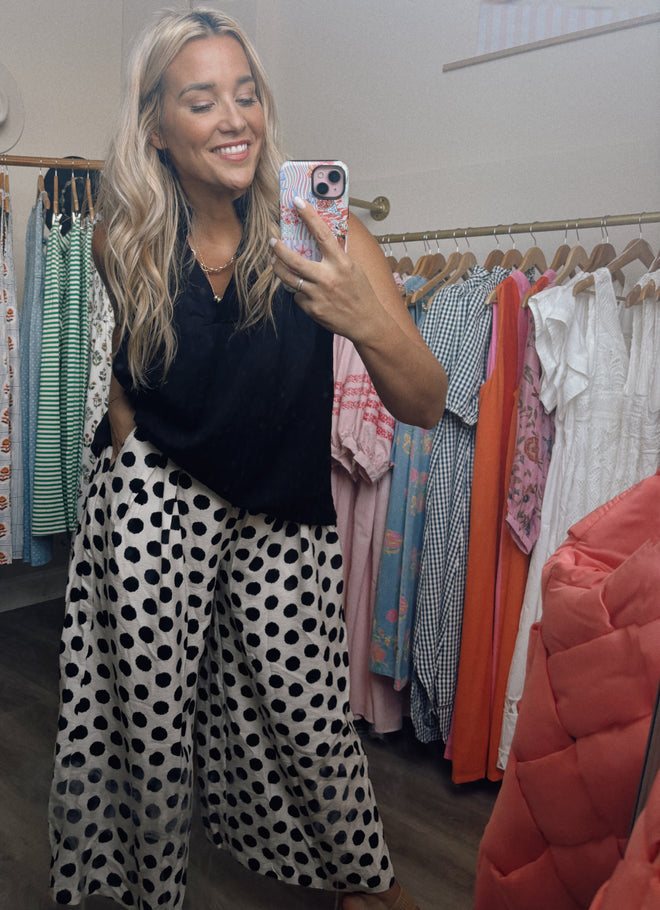 Black Playful Polka Dot Pants