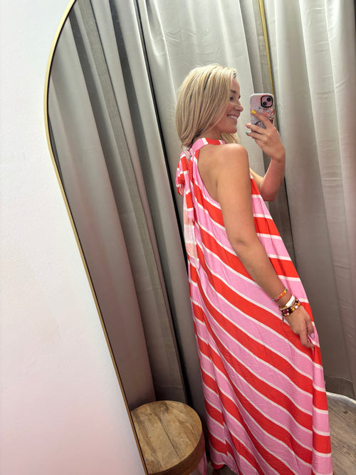 Holland Striped Halter Maxi Dress