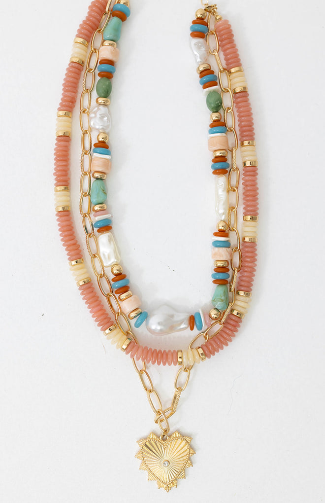 3 Layered Heart Pendant Stack