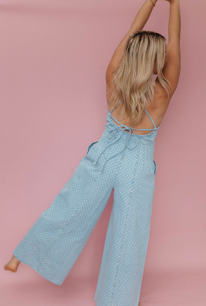 Square Neck Polka Dot Jumpsuit
