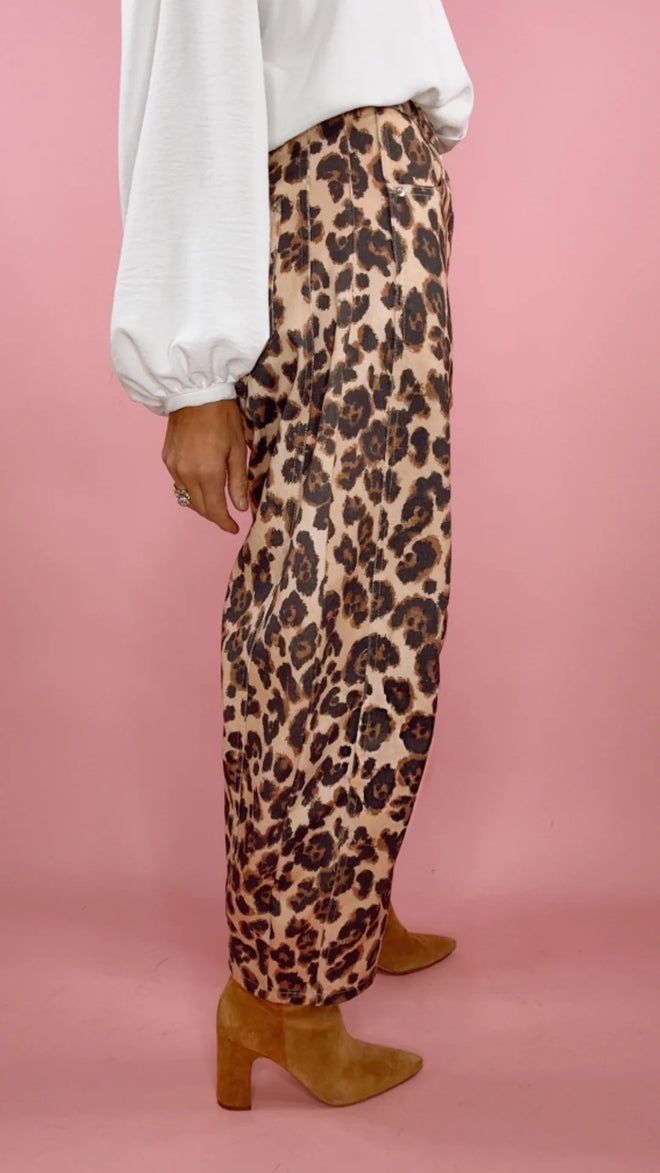 Leopard Barrel Leg Jean