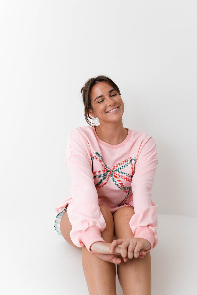 Gingham Bow Sweatshirt