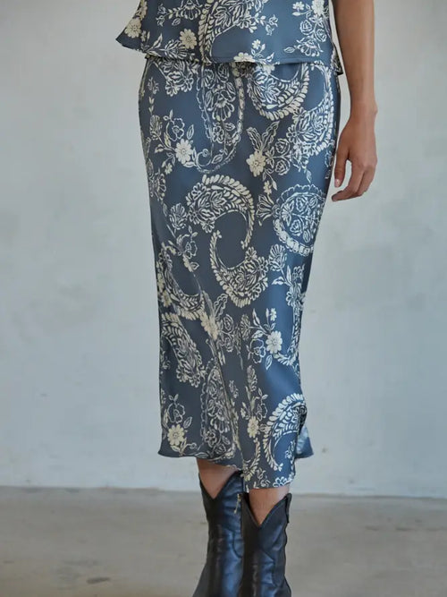 Paisley Satin Maxi Skirt