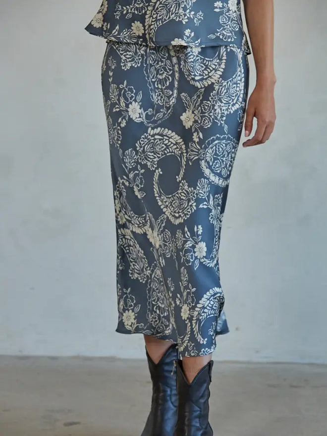 Paisley Satin Maxi Skirt