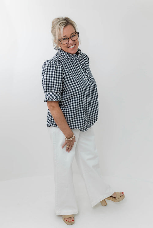 The Everett Gingham Puff Sleeve Top