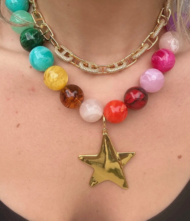Brookie Chunky Beaded Star Necklace