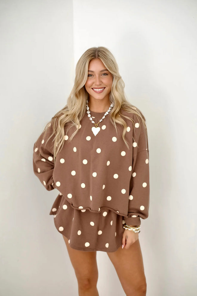 Mocha Polka Dot Crop Top