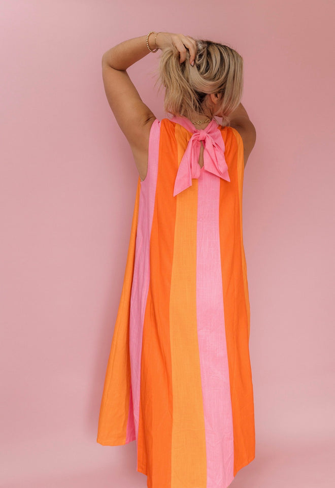 Colorblock Sleeveless Midi Dress