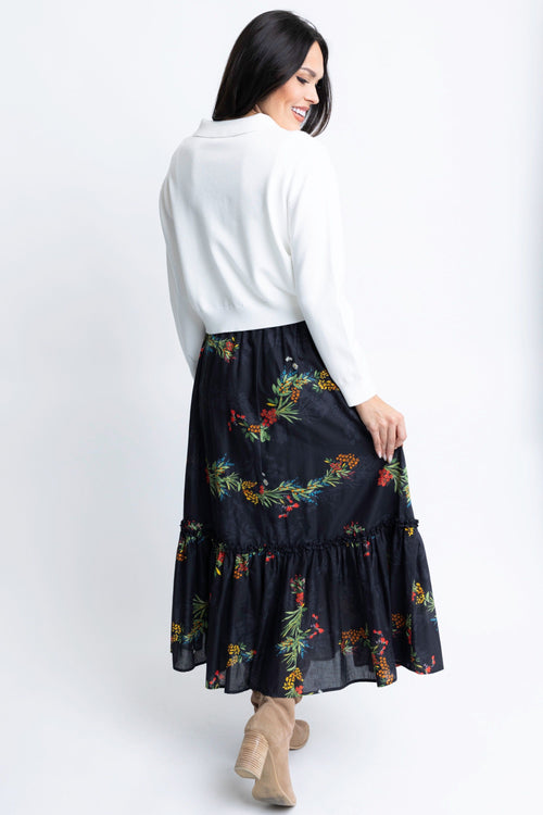 Floral Poplin Maxi Skirt