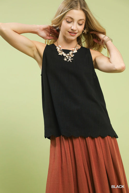 Linen Scalloped Tank