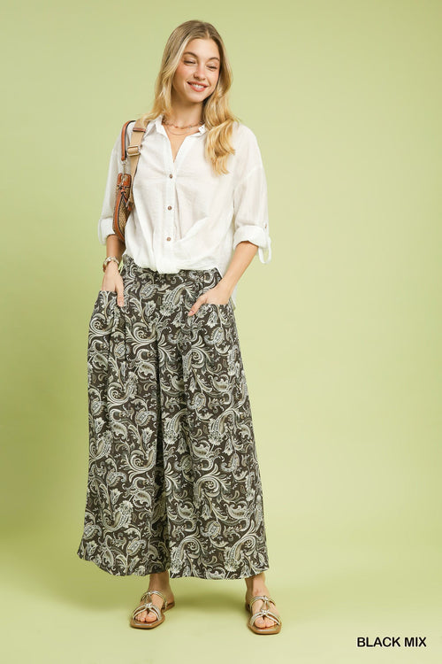 Black Mix Paisley Pants