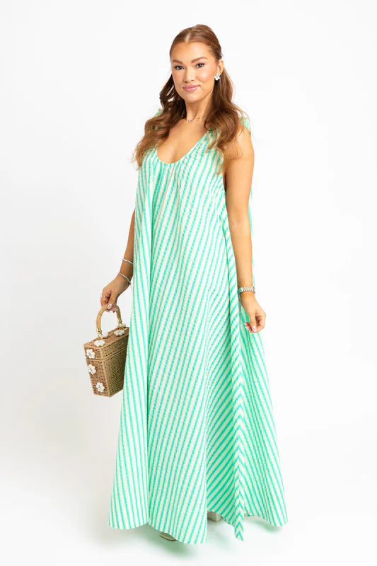 Seersucker Scoop Neck Maxi Dress