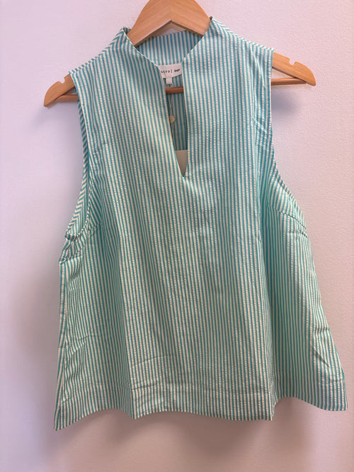 Aqua Seersucker TopT30076