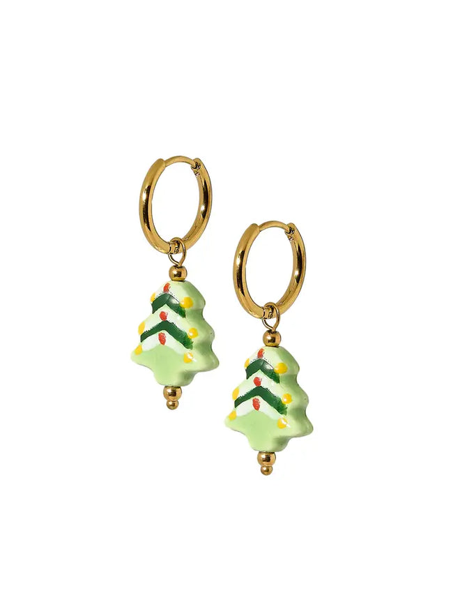 Huggy Charm Christmas Tree Earrings