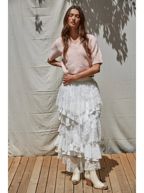 Off White Ruffle Maxi