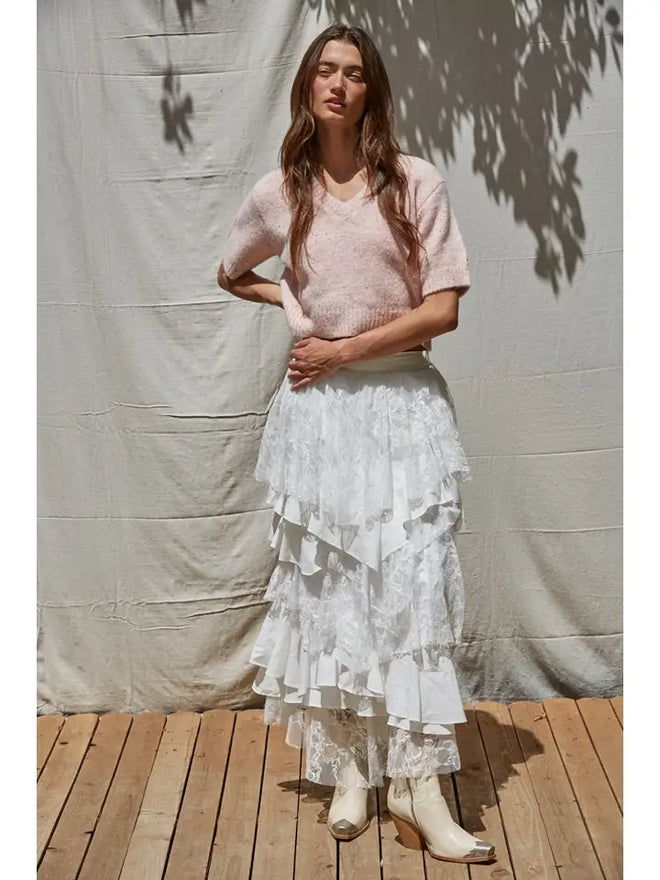 Off White Ruffle Maxi