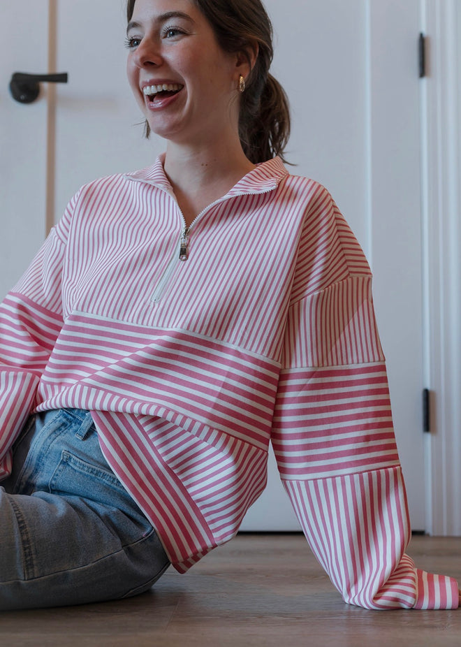 Blush Court Quarter Zip Top