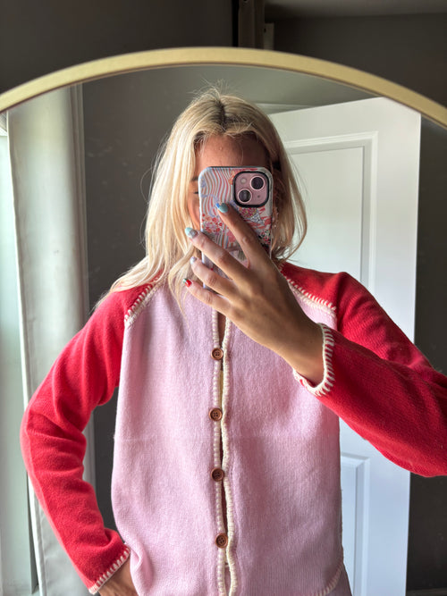 Contrast Stitch Raglan Cardigan