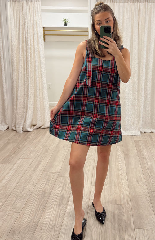 Strappy Tartan Mini Dress