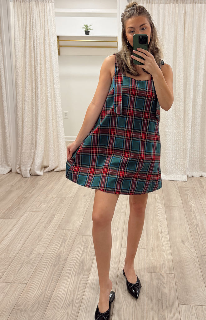 Strappy Tartan Mini Dress