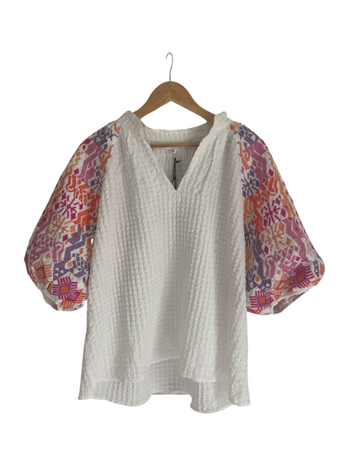 Chloe Embroidered Sleeve Top