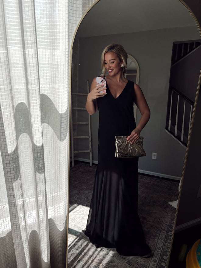 Plunge Godet Skirt Maxi Dres
