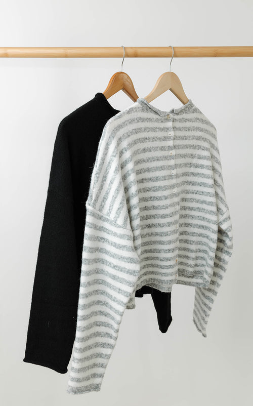 Grey Striped Cardigan
