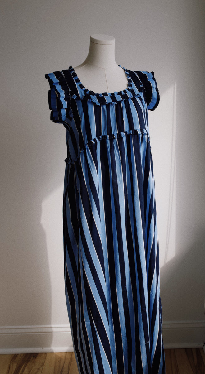 Two Tone Blue Midi Dress