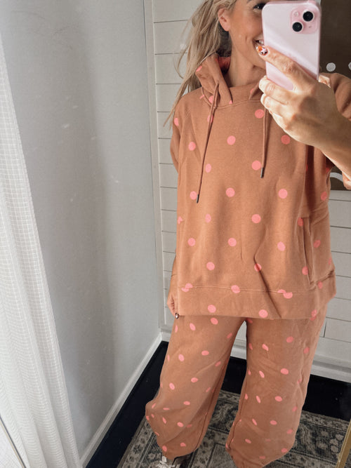 Brown Polka Dot Sweat Suit