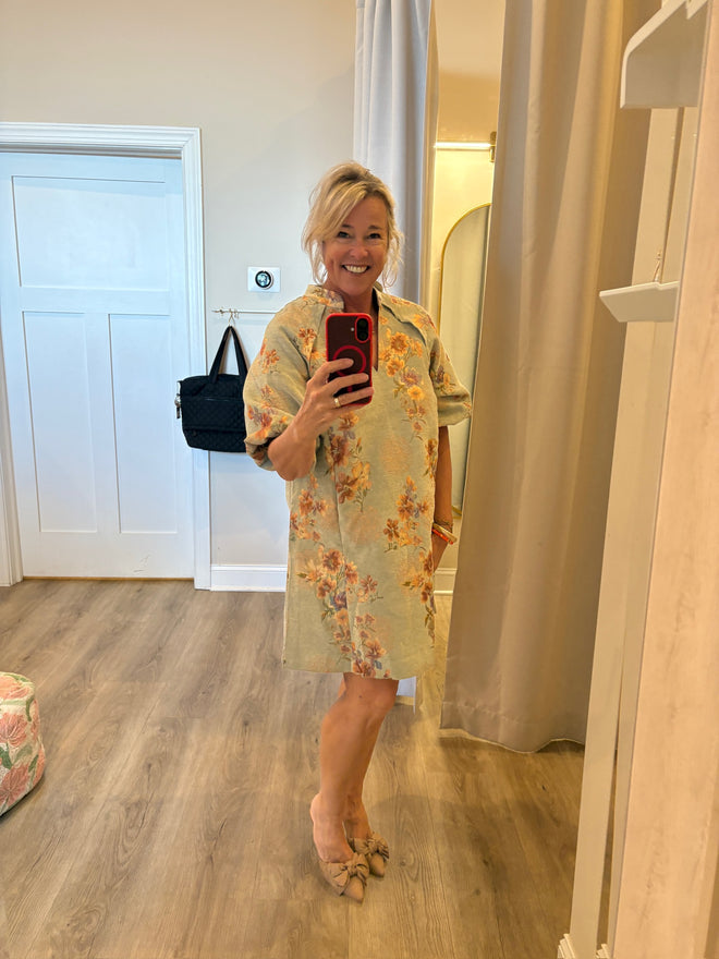 Jaquard V Neck Mini Dress